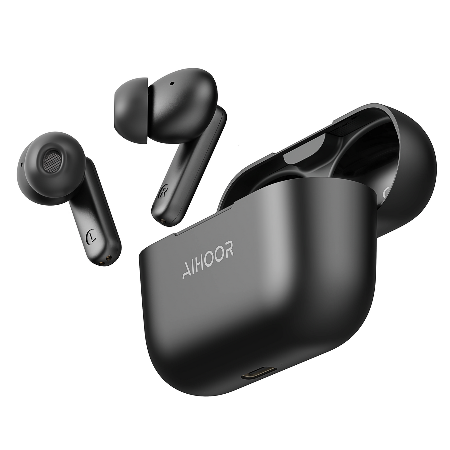 AIHOOR A2 Pro - Wireless Earbuds with ANC&ENC&Wireless Charging, Bluetooth 5.2 in-Ear Headphones with Extra Bass,White