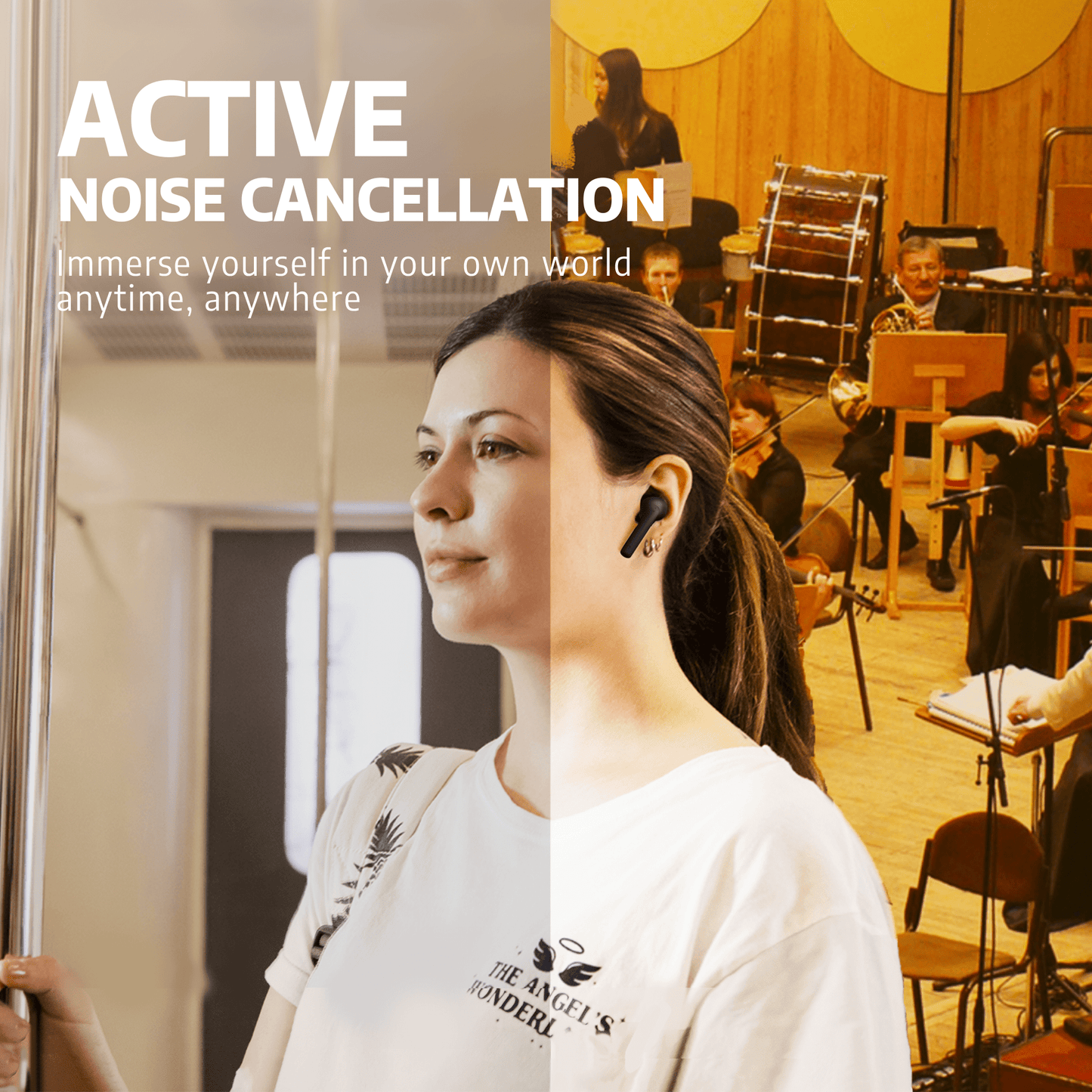 AIHOOR A1 - Wireless In-Ear Earbuds with Active Noise Cancellation (ANC) and Charging Case