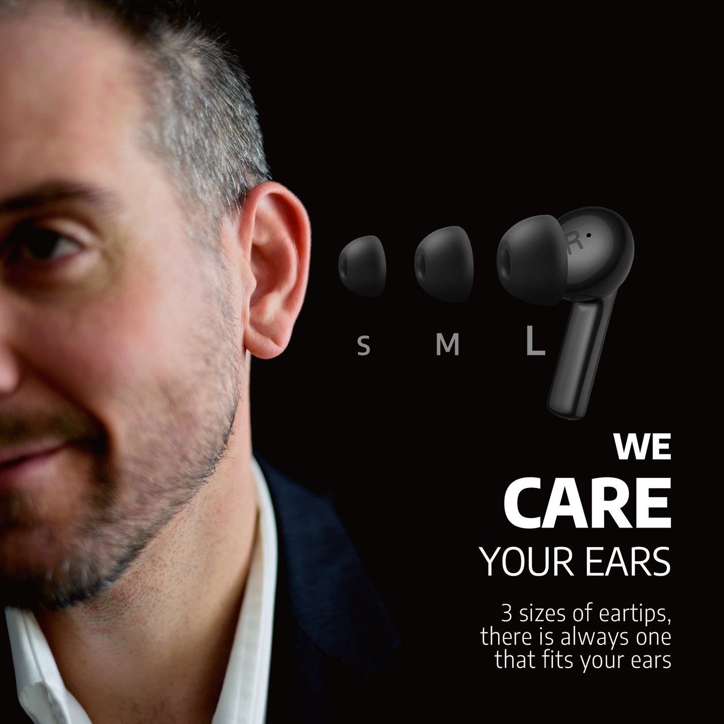 SINAAUDIO S1 - Wireless In-Ear Earbuds with Active Noise Cancellation (ANC) and Charging Case