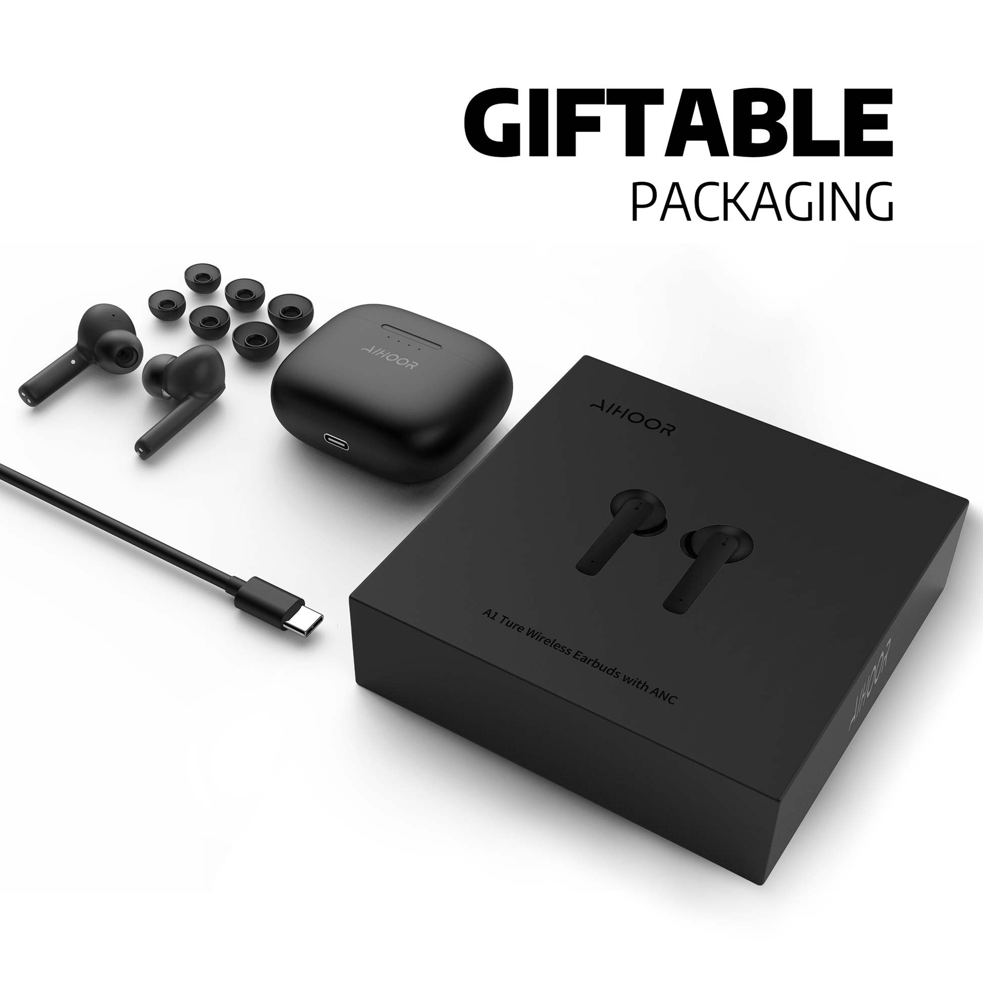 AIHOOR A1 Wireless In Ear Earbuds with Active Noise Cancellation